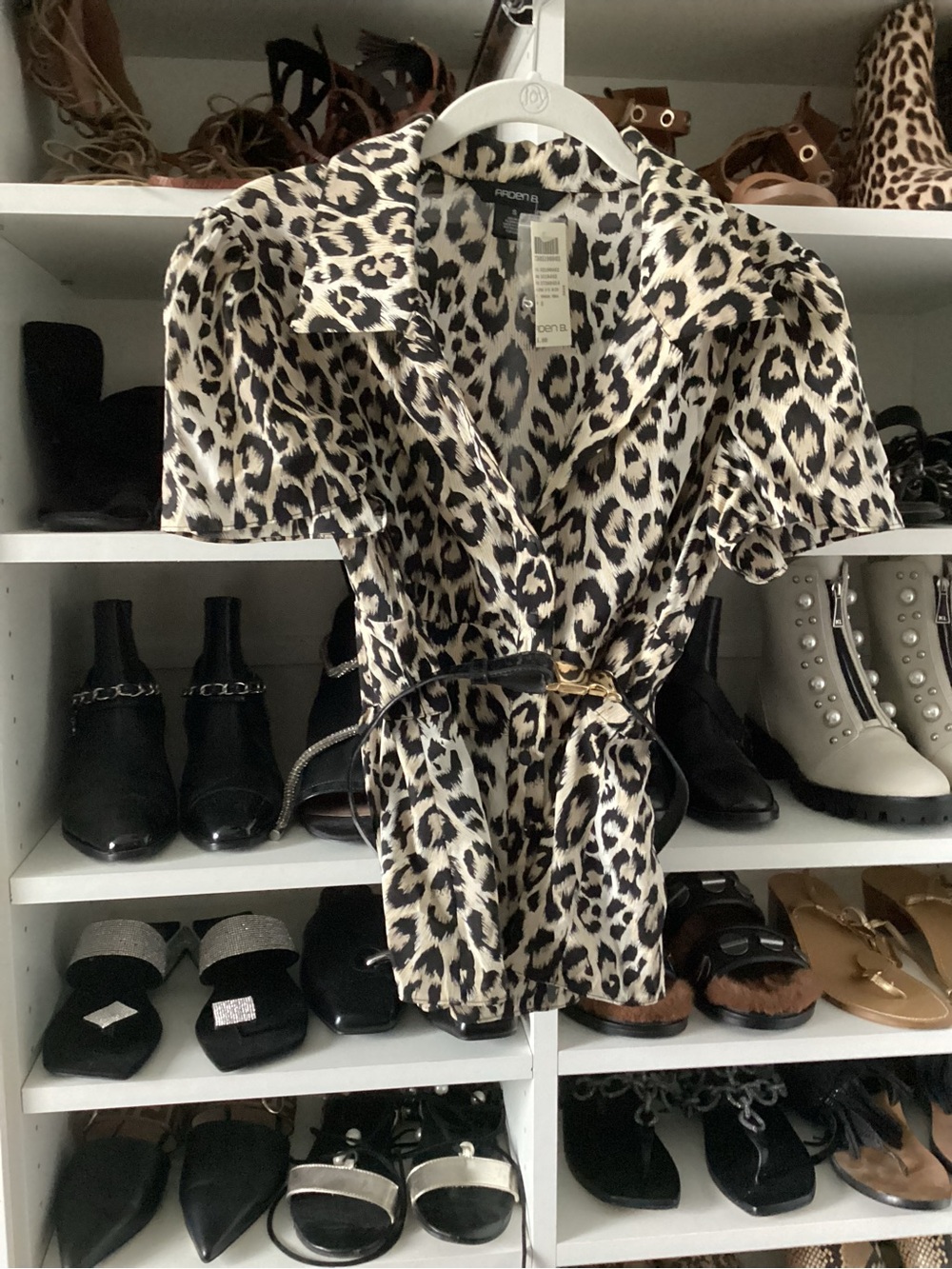 Arden B Leopard-Print Blouse in Cream and Black